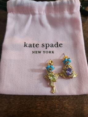 kate spade Gold Frog Earrings with Turquoise, Purple & Light Green Accents
